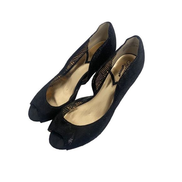 Seychelle’s Glitter Black Peep Toe Heels - Picture 9 of 12